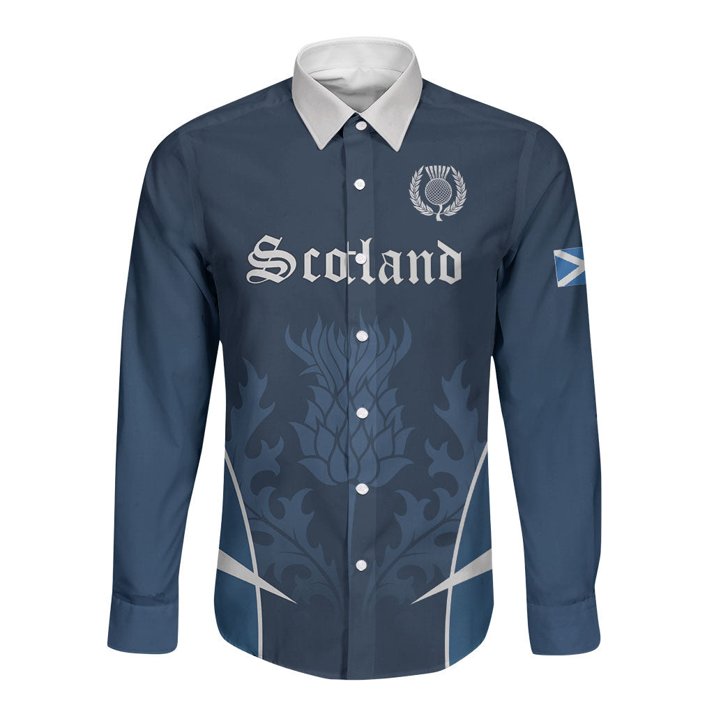Scotland Rugby Personalized Long Sleeve Button Shirt Scottish Thistle Champions