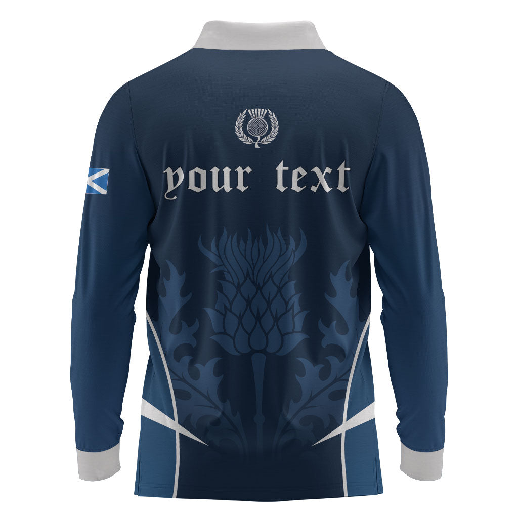 Scotland Rugby Personalized Long Sleeve Polo Shirt Scottish Thistle Champions