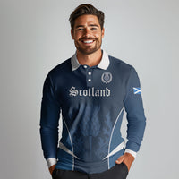 Scotland Rugby Personalized Long Sleeve Polo Shirt Scottish Thistle Champions