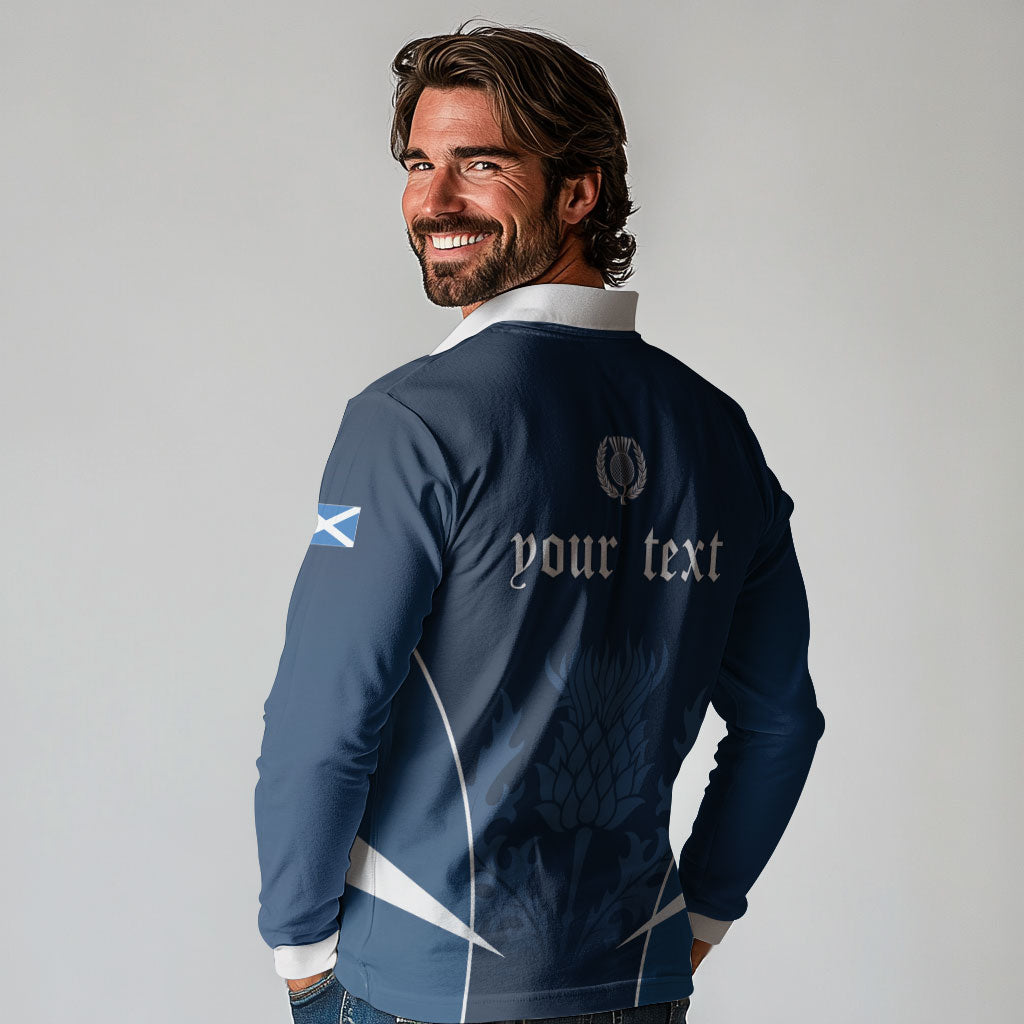 Scotland Rugby Personalized Long Sleeve Polo Shirt Scottish Thistle Champions