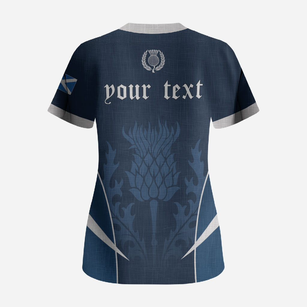 Scotland Rugby Personalized Scrub Top Scottish Thistle Champions
