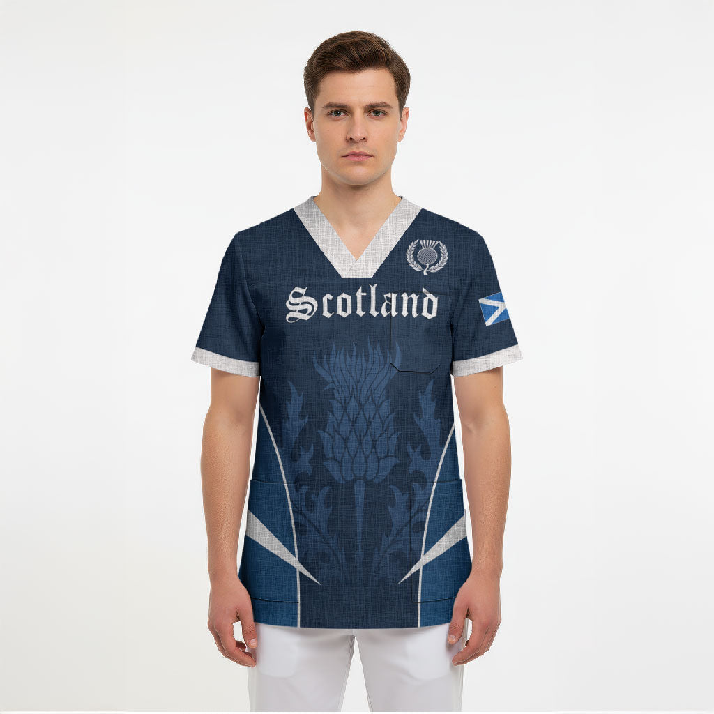Scotland Rugby Personalized Scrub Top Scottish Thistle Champions