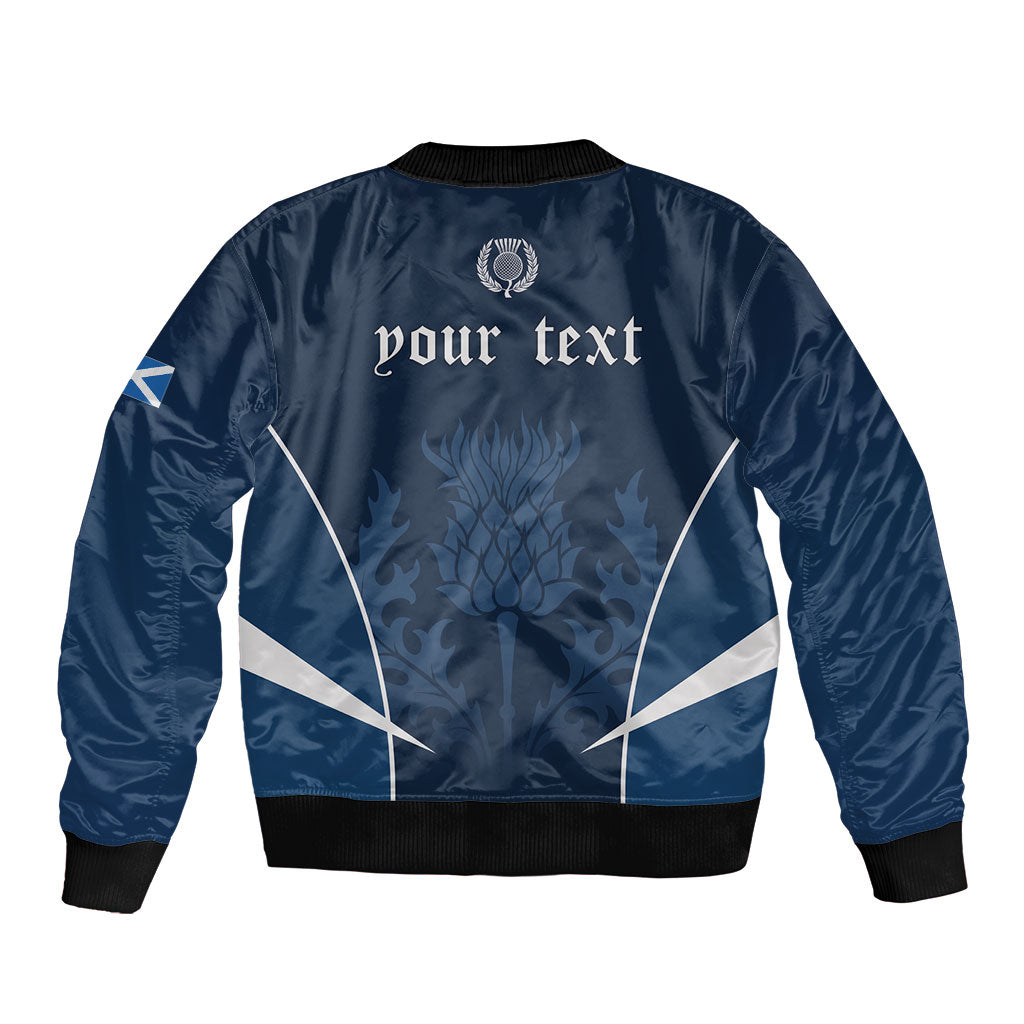 Scotland Rugby Personalized Sleeve Zip Bomber Jacket Scottish Thistle Champions
