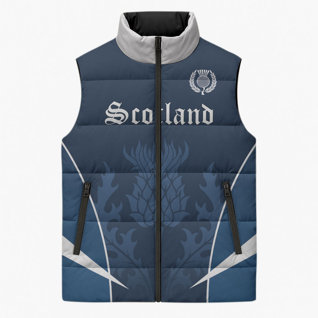 Scotland Rugby Personalized Sleeveless Puffer Jacket Scottish Thistle Champions