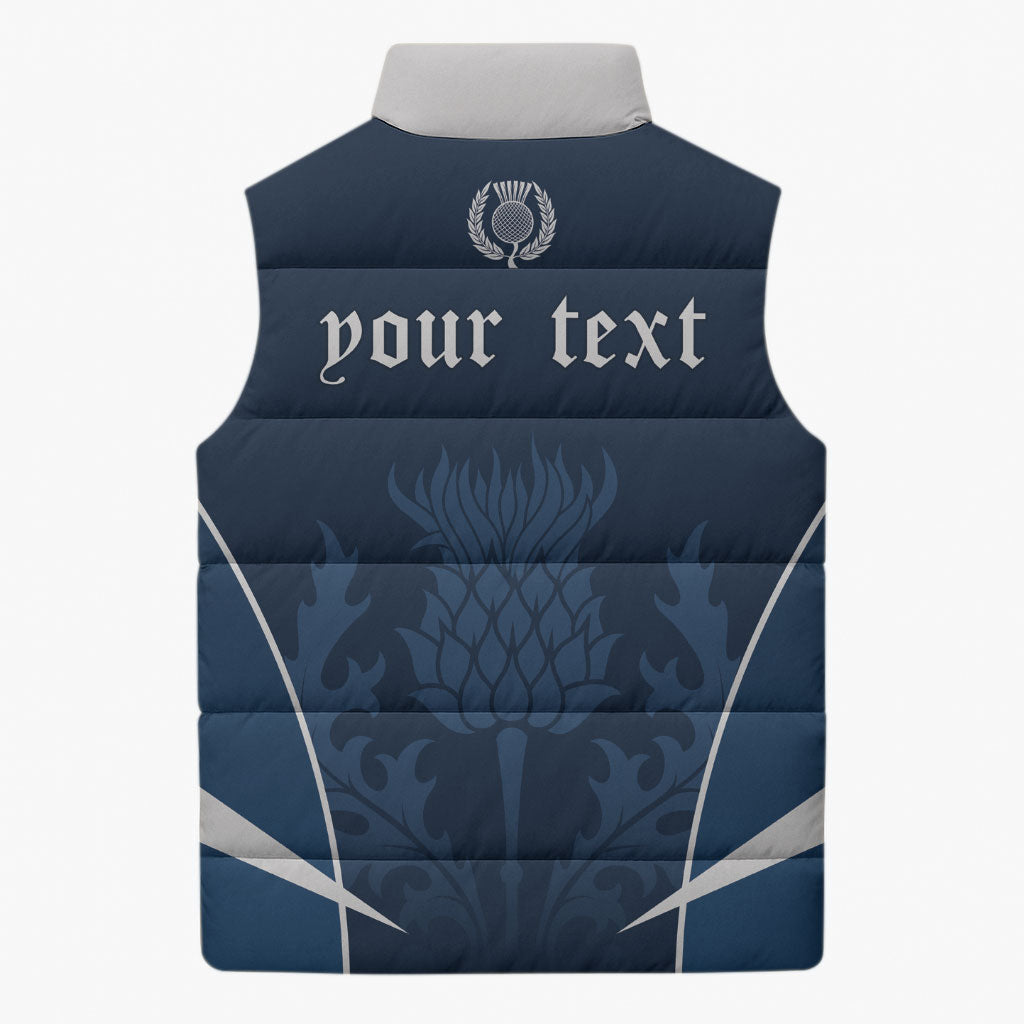 Scotland Rugby Personalized Sleeveless Puffer Jacket Scottish Thistle Champions