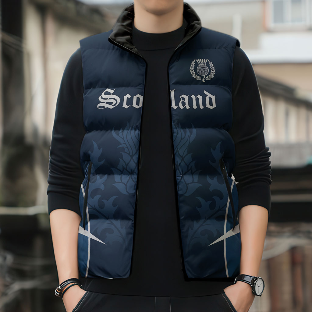 Scotland Rugby Personalized Sleeveless Puffer Jacket Scottish Thistle Champions