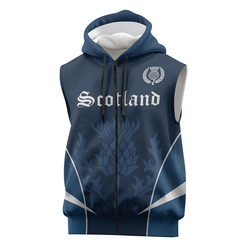Scotland Rugby Personalized Sleeveless Zip Hoodie Scottish Thistle Champions