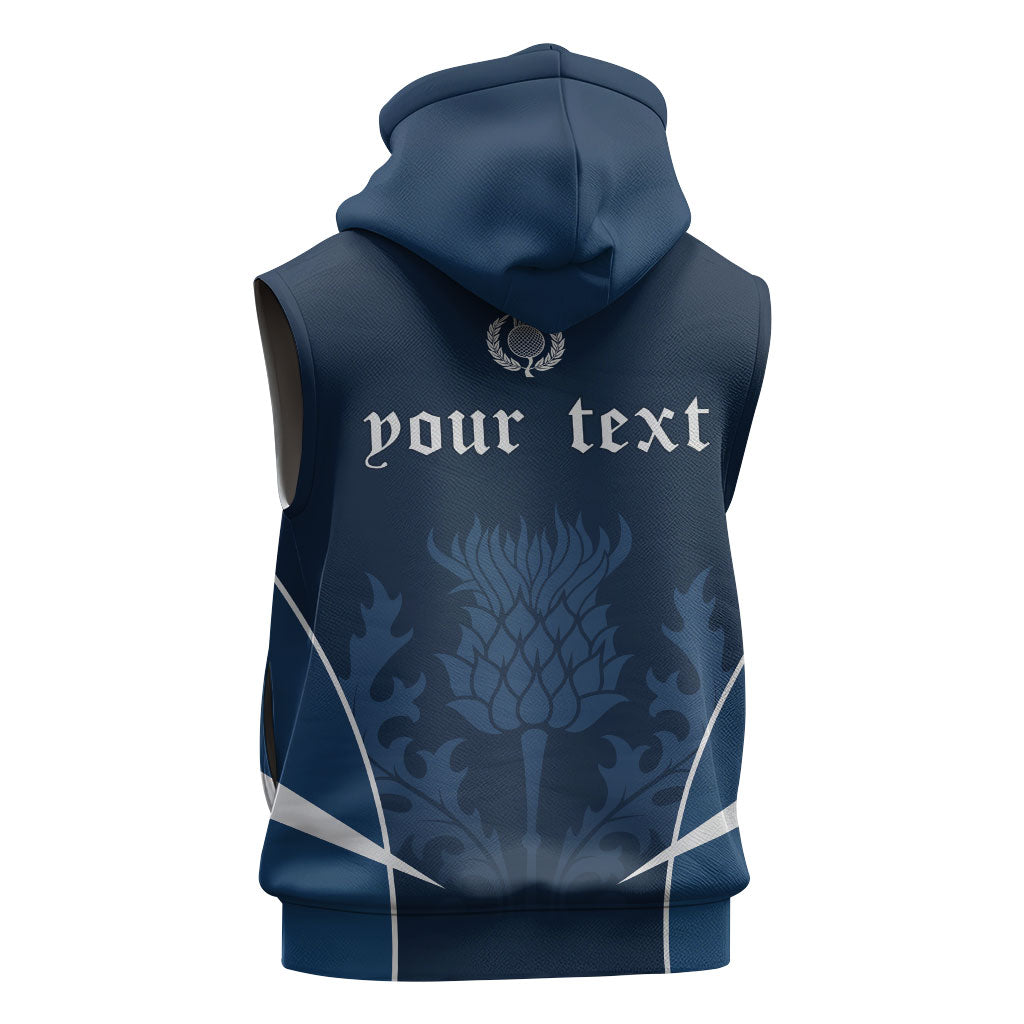 Scotland Rugby Personalized Sleeveless Zip Hoodie Scottish Thistle Champions