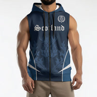 Scotland Rugby Personalized Sleeveless Zip Hoodie Scottish Thistle Champions