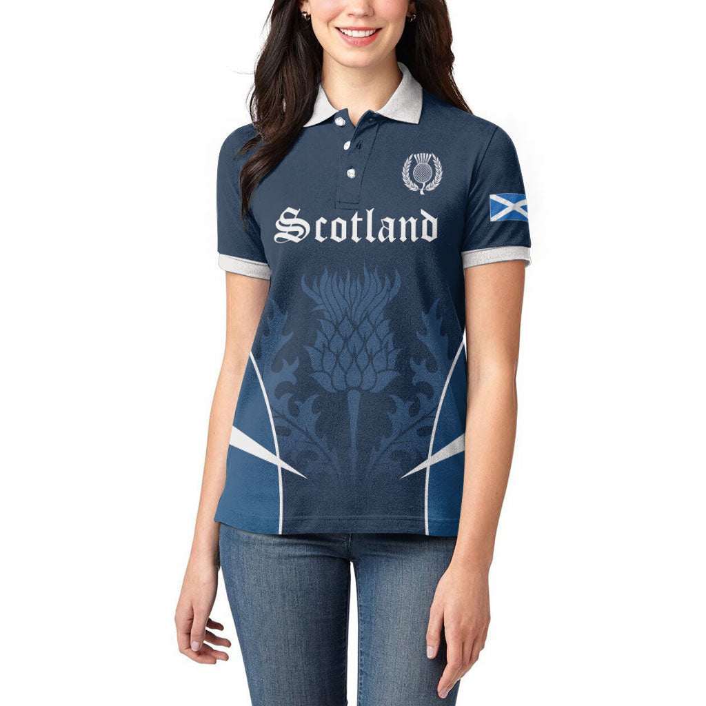 Scotland Rugby Personalized Women Polo Shirt Scottish Thistle Champions