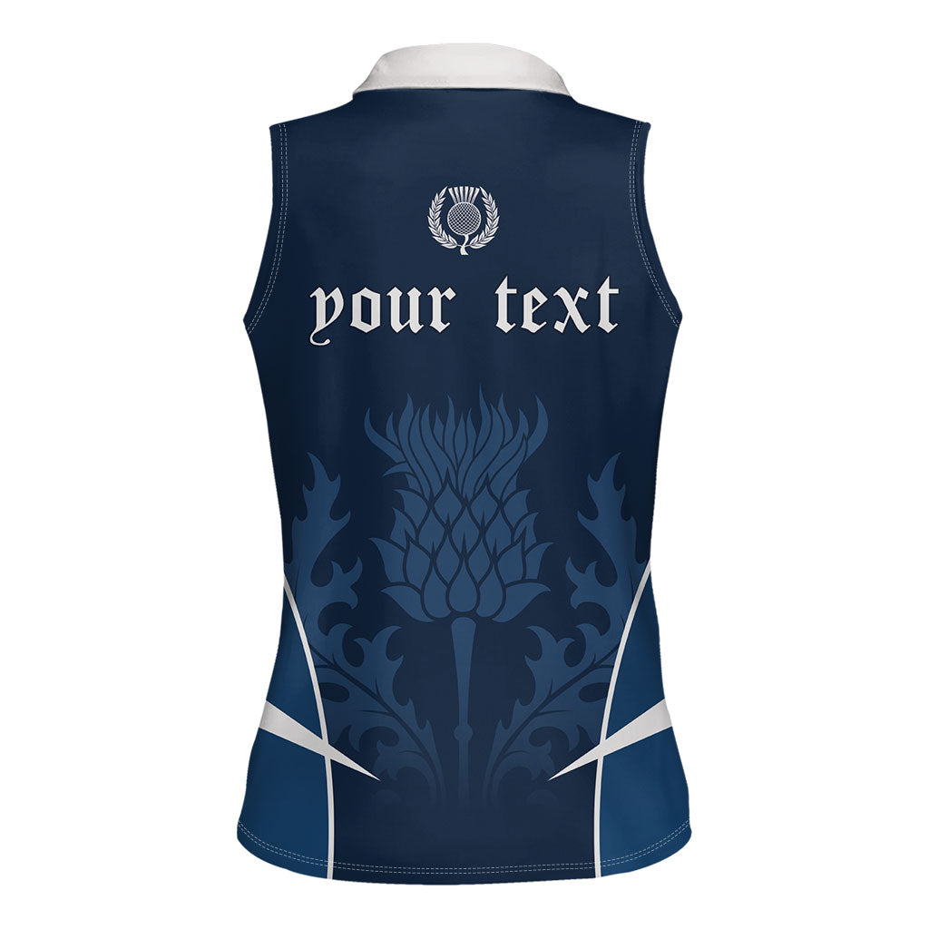 Scotland Rugby Personalized Women Sleeveless Polo Shirt Scottish Thistle Champions