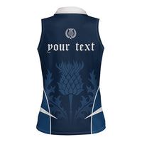 Scotland Rugby Personalized Women Sleeveless Polo Shirt Scottish Thistle Champions