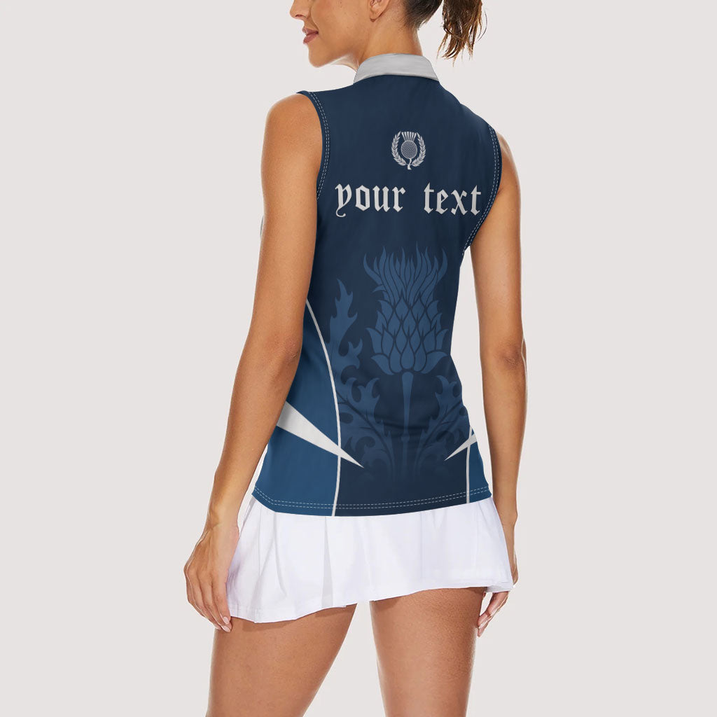 Scotland Rugby Personalized Women Sleeveless Polo Shirt Scottish Thistle Champions