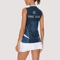 Scotland Rugby Personalized Women Sleeveless Polo Shirt Scottish Thistle Champions