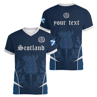 Scotland Rugby Personalized Women V-Neck T-Shirt Scottish Thistle Champions
