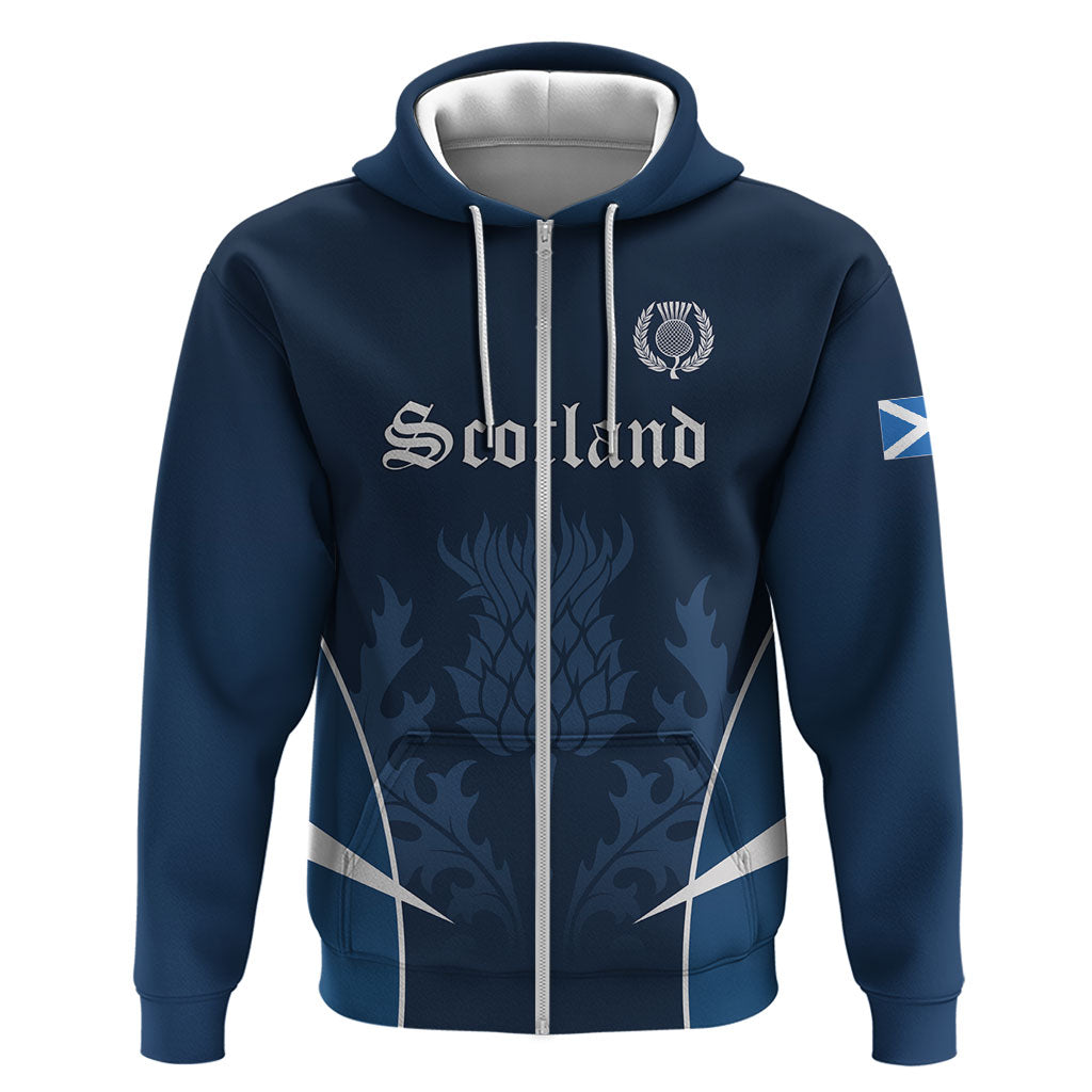 Scotland Rugby Personalized Zip Hoodie Scottish Thistle Champions