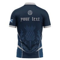 Scotland Rugby Personalized Zipper Polo Shirt Scottish Thistle Champions