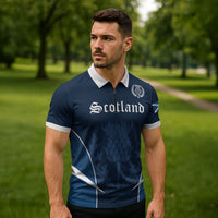 Scotland Rugby Personalized Zipper Polo Shirt Scottish Thistle Champions