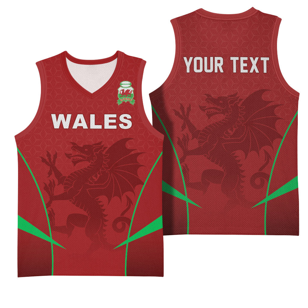 Wales Rugby Personalized Basketball Jersey Welsh Red Dragon Champions