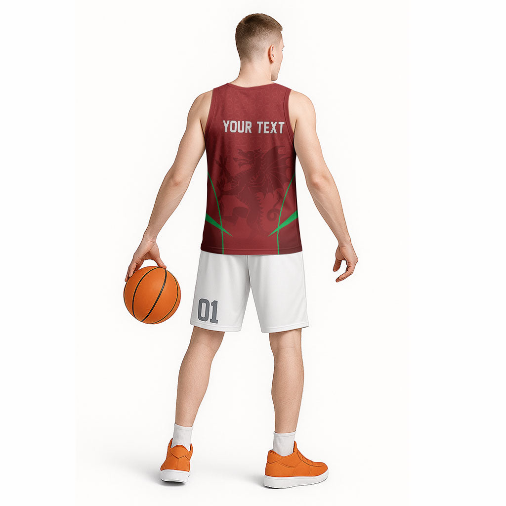 Wales Rugby Personalized Basketball Jersey Welsh Red Dragon Champions