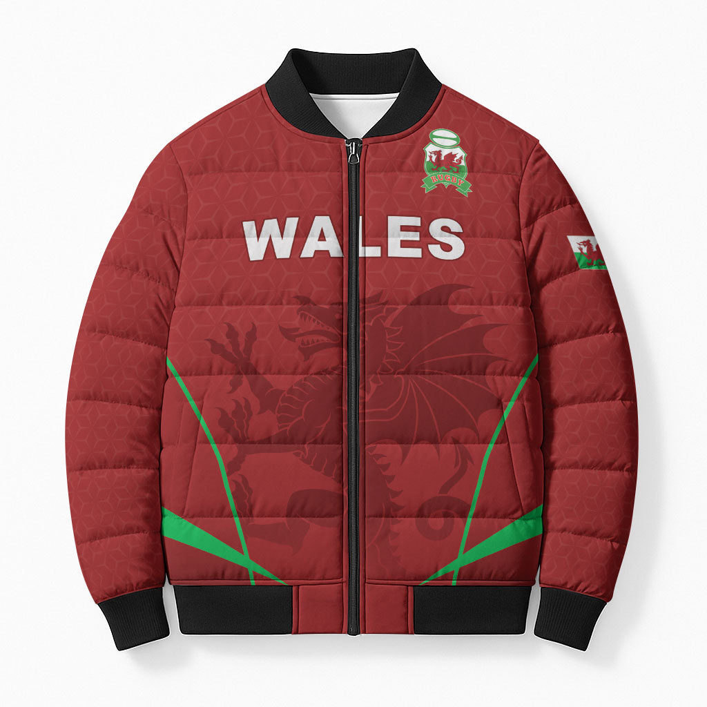 Wales Rugby Personalized Bomber Puffer Jacket Welsh Red Dragon Champions