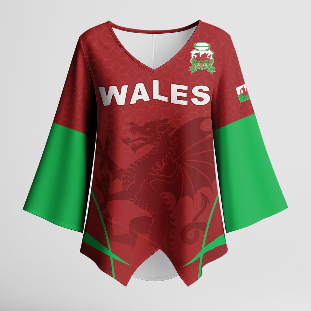 Wales Rugby Personalized Kimono Sleeve Blouse Welsh Red Dragon Champions