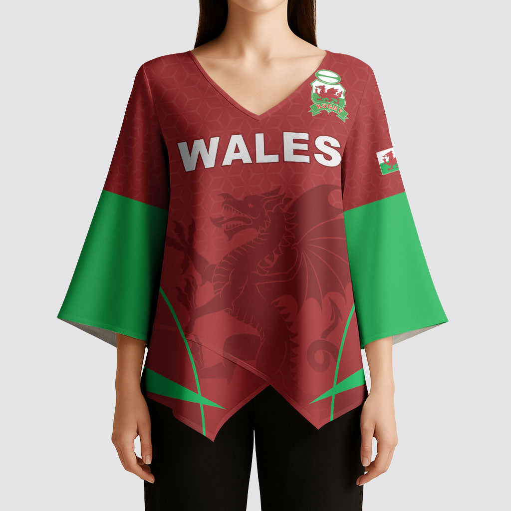 Wales Rugby Personalized Kimono Sleeve Blouse Welsh Red Dragon Champions