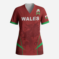 Wales Rugby Personalized Scrub Top Welsh Red Dragon Champions