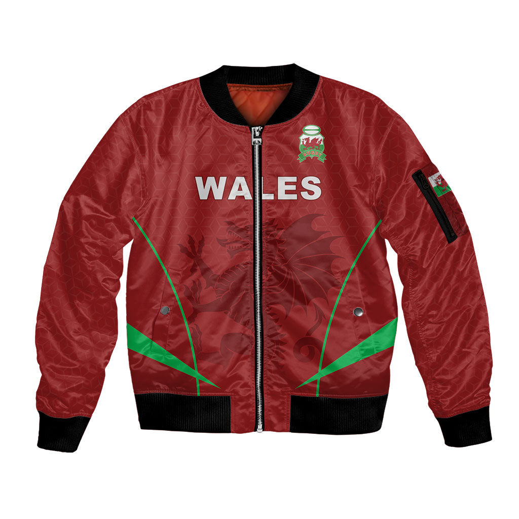 Wales Rugby Personalized Sleeve Zip Bomber Jacket Welsh Red Dragon Champions