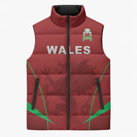 Wales Rugby Personalized Sleeveless Puffer Jacket Welsh Red Dragon Champions