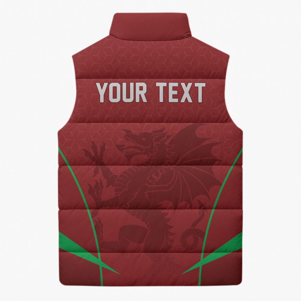 Wales Rugby Personalized Sleeveless Puffer Jacket Welsh Red Dragon Champions