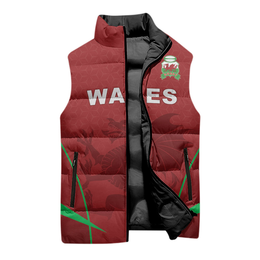 Wales Rugby Personalized Sleeveless Puffer Jacket Welsh Red Dragon Champions