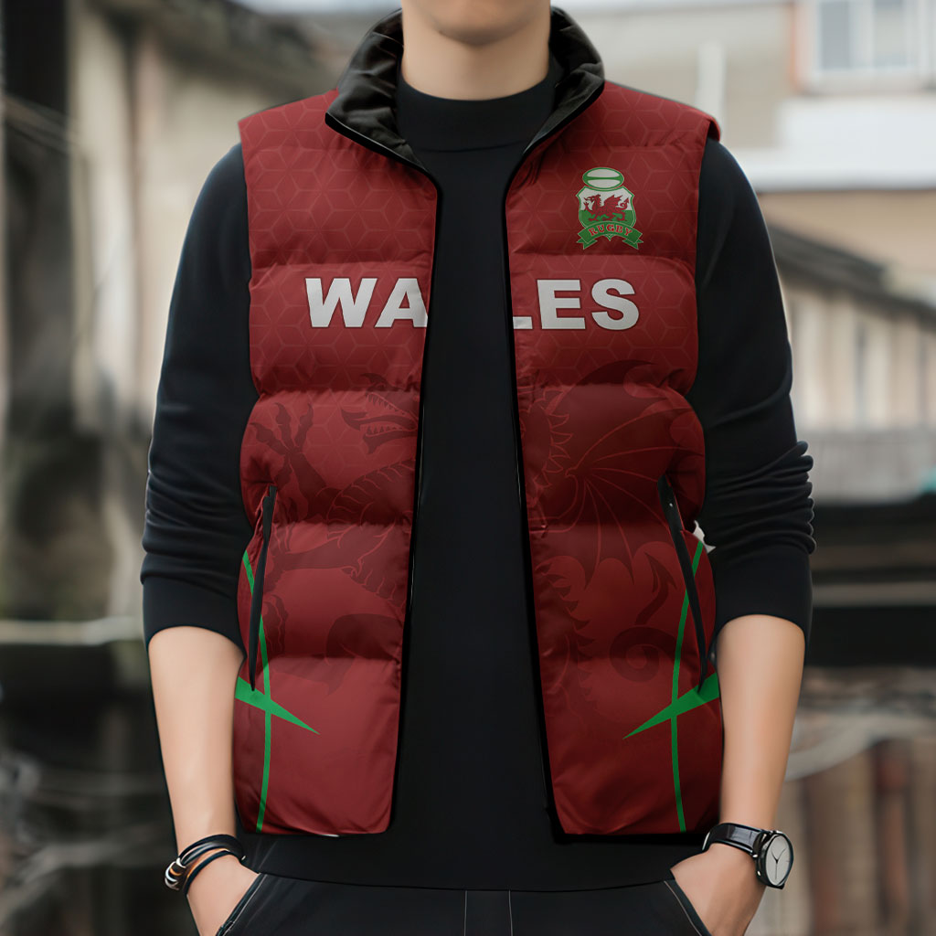 Wales Rugby Personalized Sleeveless Puffer Jacket Welsh Red Dragon Champions