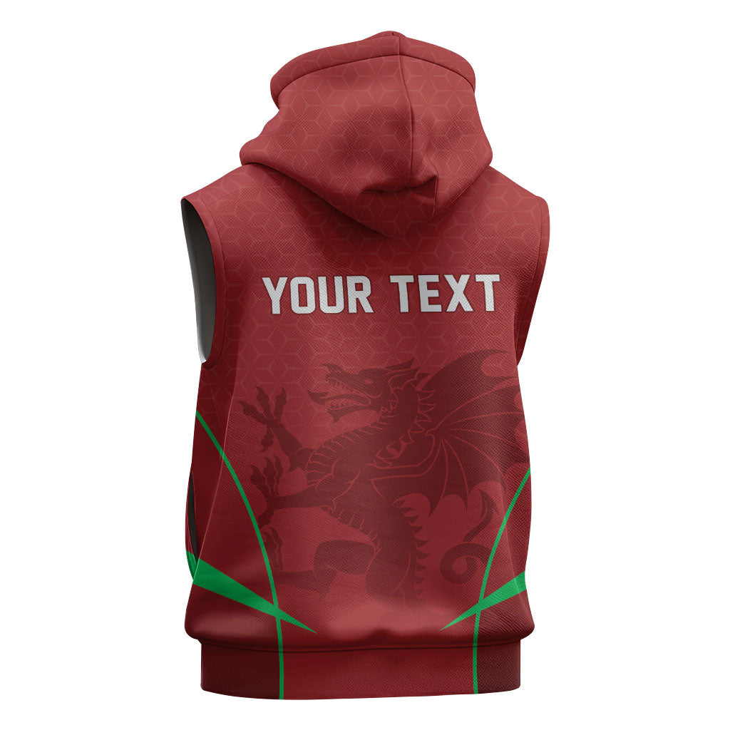 Wales Rugby Personalized Sleeveless Zip Hoodie Welsh Red Dragon Champions