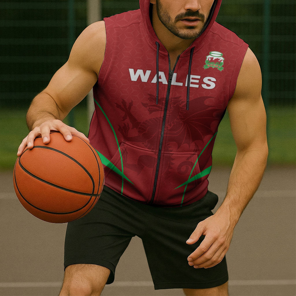 Wales Rugby Personalized Sleeveless Zip Hoodie Welsh Red Dragon Champions