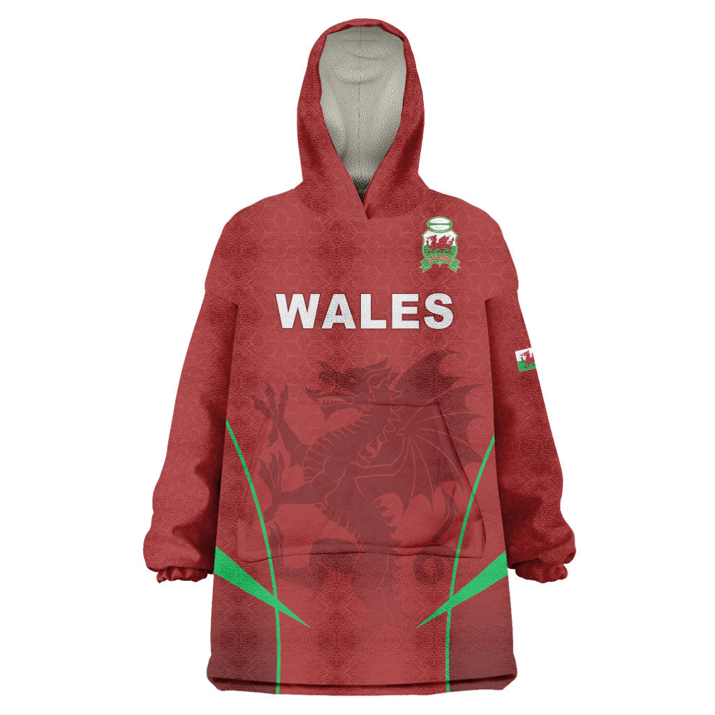 Wales Rugby Personalized Wearable Blanket Hoodie Welsh Red Dragon Champions