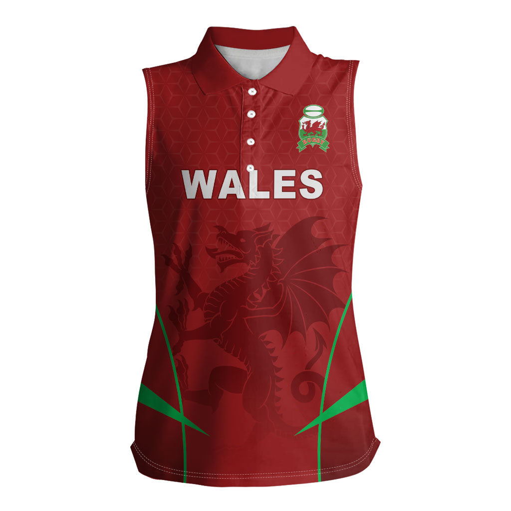 Wales Rugby Personalized Women Sleeveless Polo Shirt Welsh Red Dragon Champions