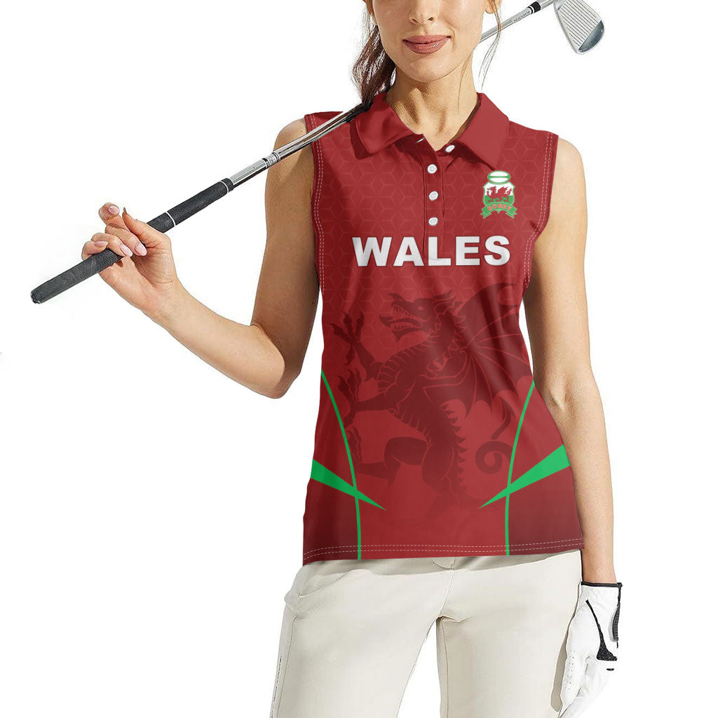 Wales Rugby Personalized Women Sleeveless Polo Shirt Welsh Red Dragon Champions