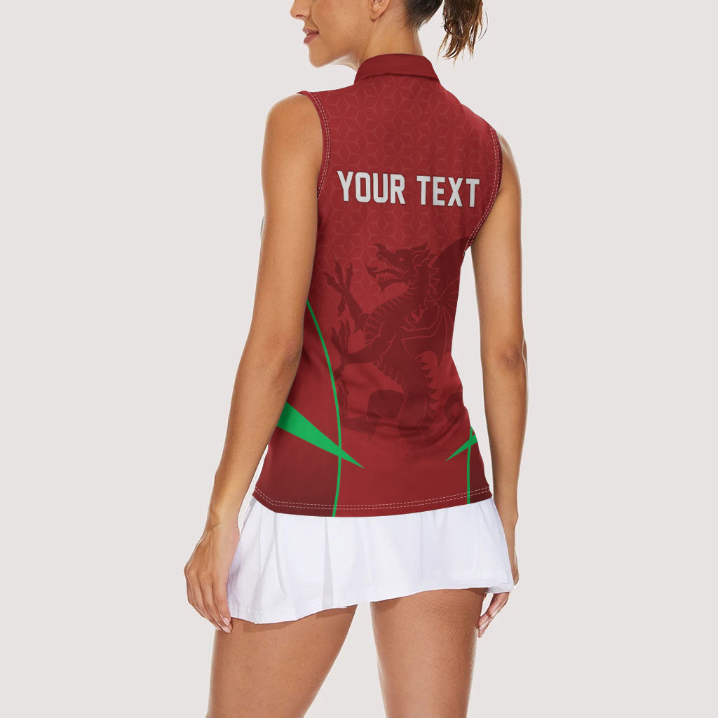 Wales Rugby Personalized Women Sleeveless Polo Shirt Welsh Red Dragon Champions