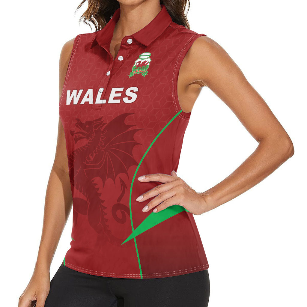 Wales Rugby Personalized Women Sleeveless Polo Shirt Welsh Red Dragon Champions
