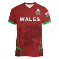 Wales Rugby Personalized Women V-Neck T-Shirt Welsh Red Dragon Champions