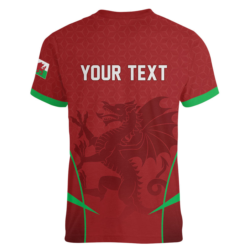 Wales Rugby Personalized Women V-Neck T-Shirt Welsh Red Dragon Champions