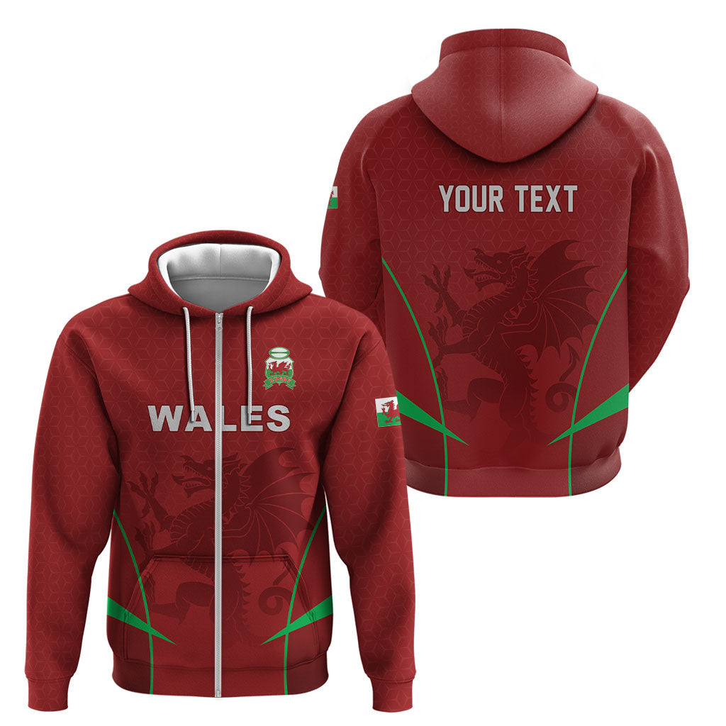 Wales Rugby Personalized Zip Hoodie Welsh Red Dragon Champions