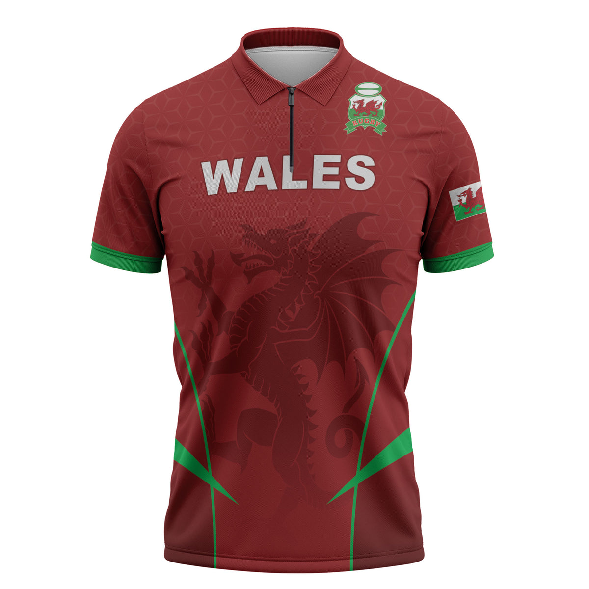 Wales Rugby Personalized Zipper Polo Shirt Welsh Red Dragon Champions