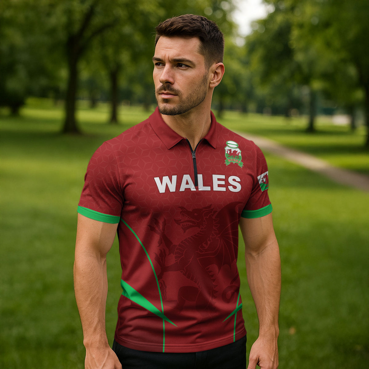 Wales Rugby Personalized Zipper Polo Shirt Welsh Red Dragon Champions