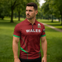 Wales Rugby Personalized Zipper Polo Shirt Welsh Red Dragon Champions