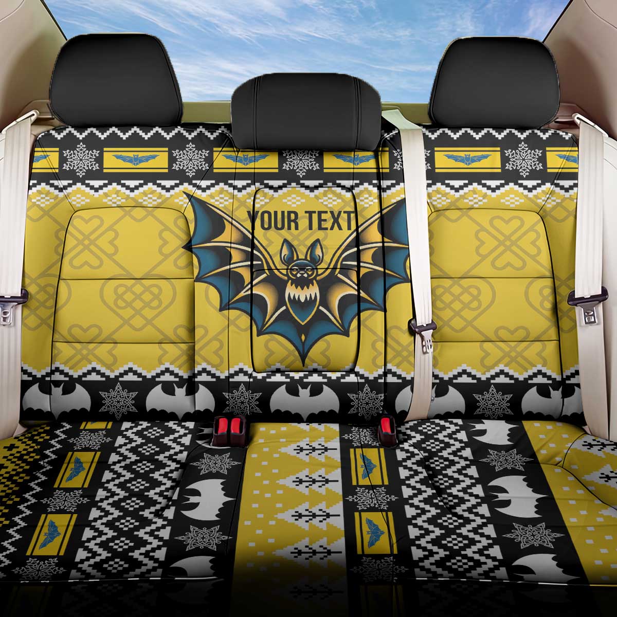 Personalized Brecknockshire Wales Christmas Back Car Seat Cover Welsh Celtic Bat Design - Wonder Print Shop