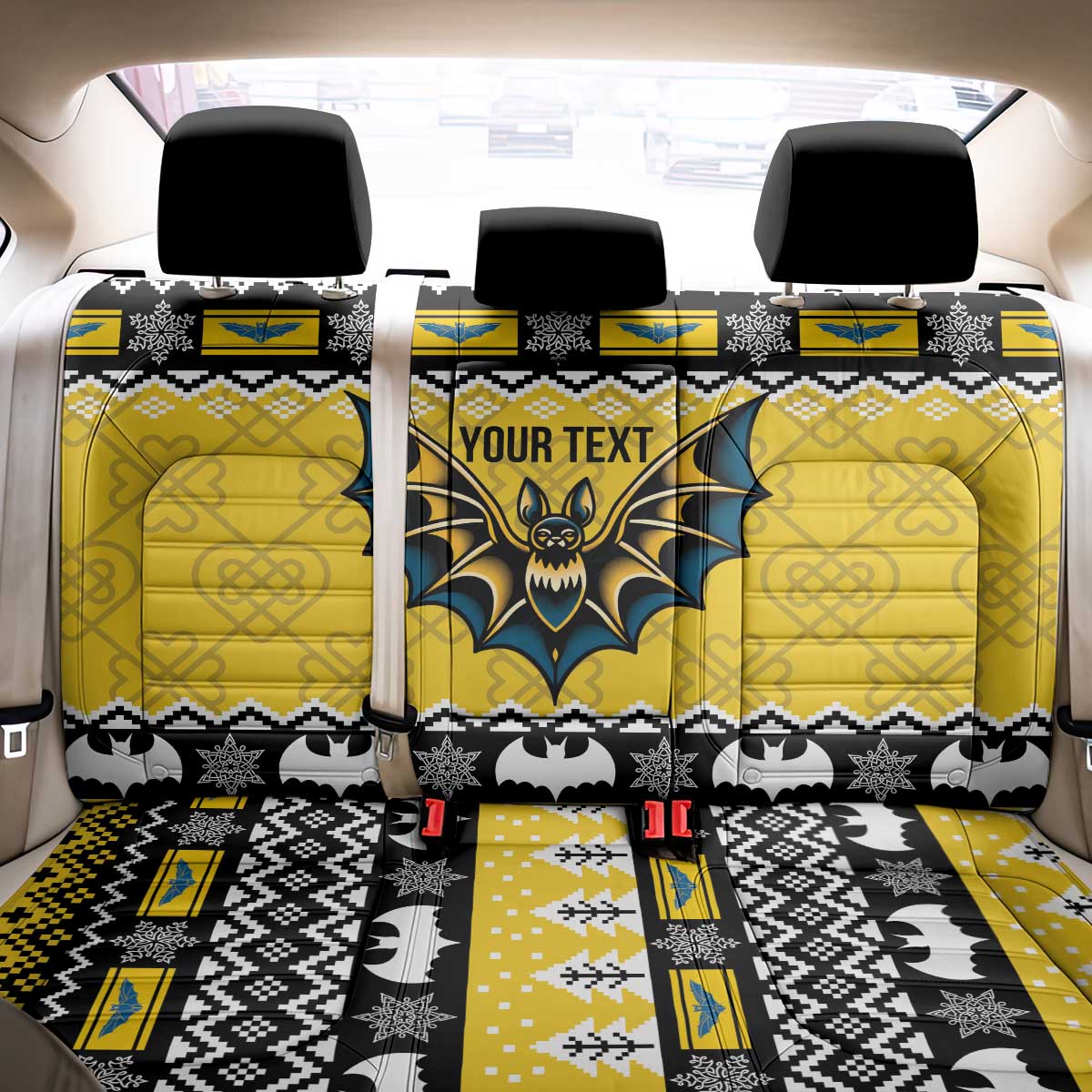 Personalized Brecknockshire Wales Christmas Back Car Seat Cover Welsh Celtic Bat Design - Wonder Print Shop