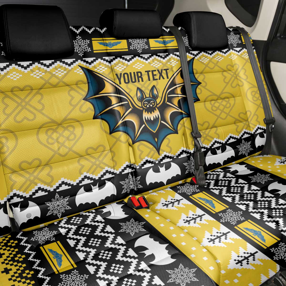 Personalized Brecknockshire Wales Christmas Back Car Seat Cover Welsh Celtic Bat Design - Wonder Print Shop