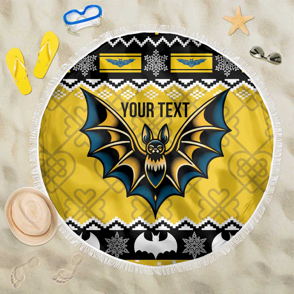 Personalized Brecknockshire Wales Christmas Beach Blanket Welsh Celtic Bat Design - Wonder Print Shop